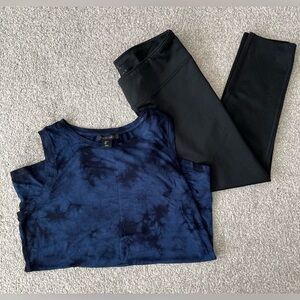 EUC Casual Wear Bundle. Tahari sleeveless Top & Reebok Leggings Both Size Large